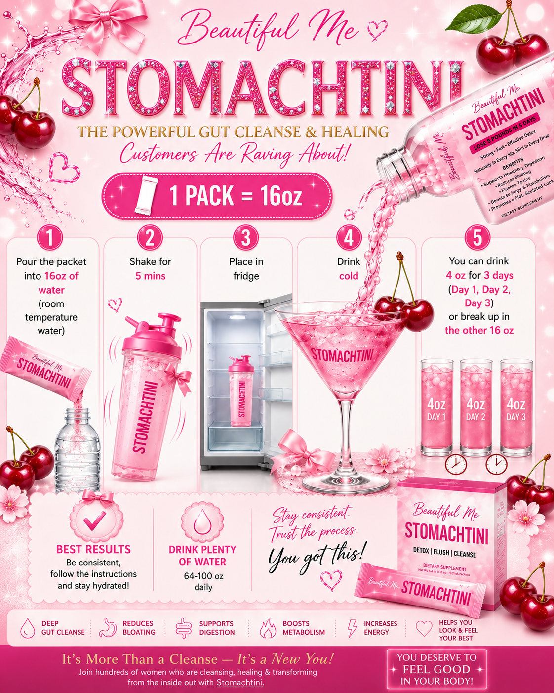 2 Packs Stomach Tini Cocktail 🍒🍸 (not made)